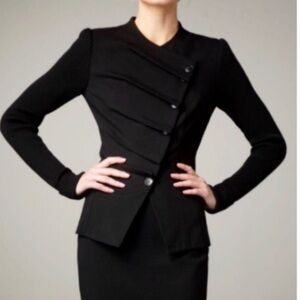 Lafayette 148 New York Folded Asymmetric Jacket with Ribbed Sleeves size Medium